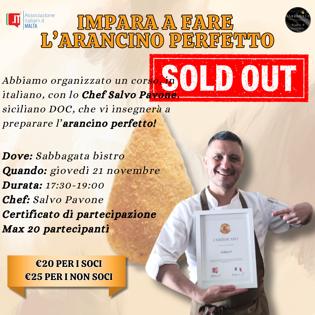 Corso di cucina sugli arancini - 21 novembre